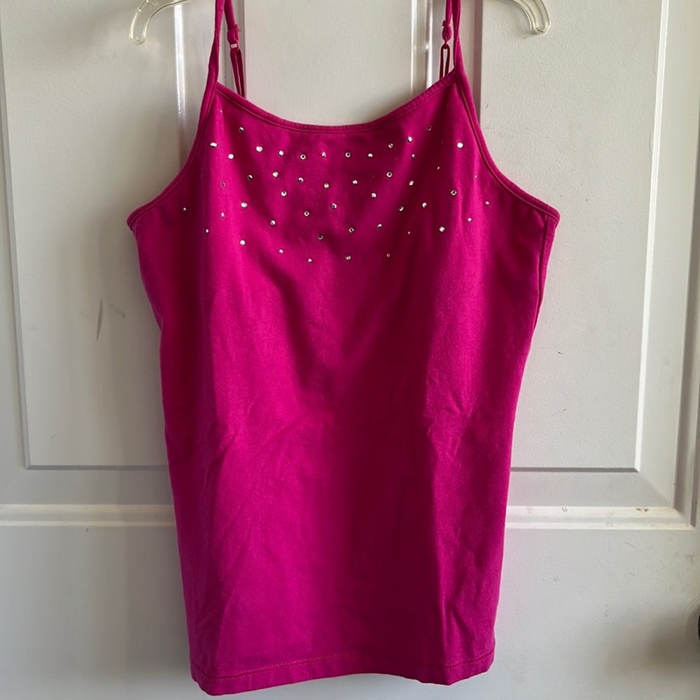 The Children’s Place girls pink tank top with gems and a built in bra